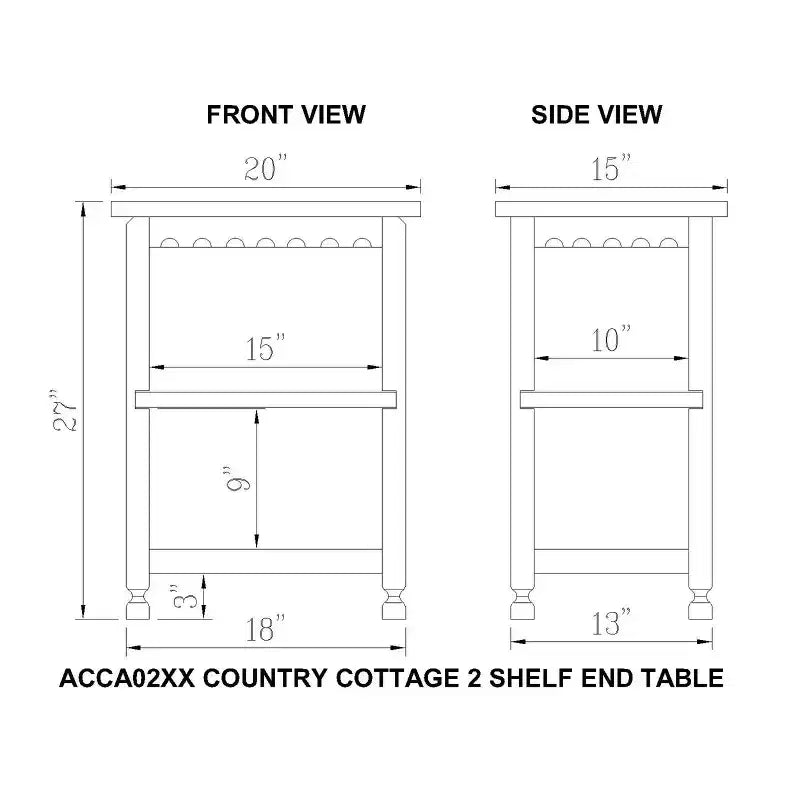 Tavolino da salotto in legno con 2 ripiani Alaterre Furniture, finitura anticata Country Cottage