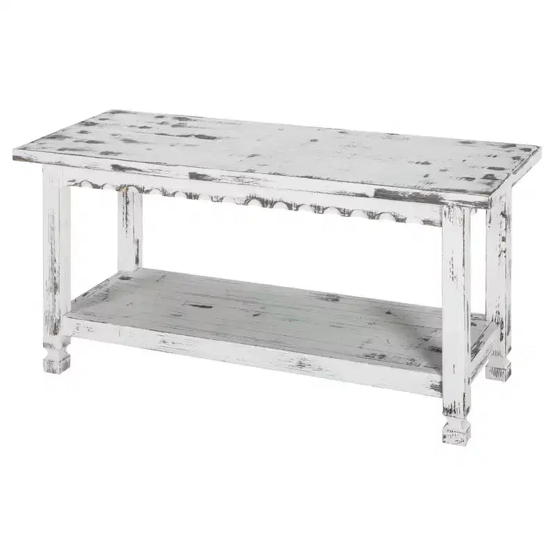 Ensemble porte-manteaux et banc de rangement en bois vieilli style cottage - Meubles Alaterre