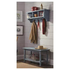 Ensemble porte-manteaux et banc de rangement en bois vieilli style cottage - Meubles Alaterre