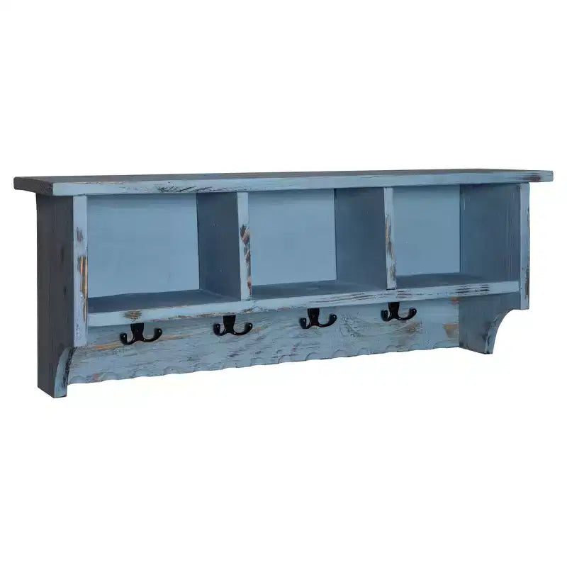Ensemble porte-manteaux et banc de rangement en bois vieilli style cottage - Meubles Alaterre