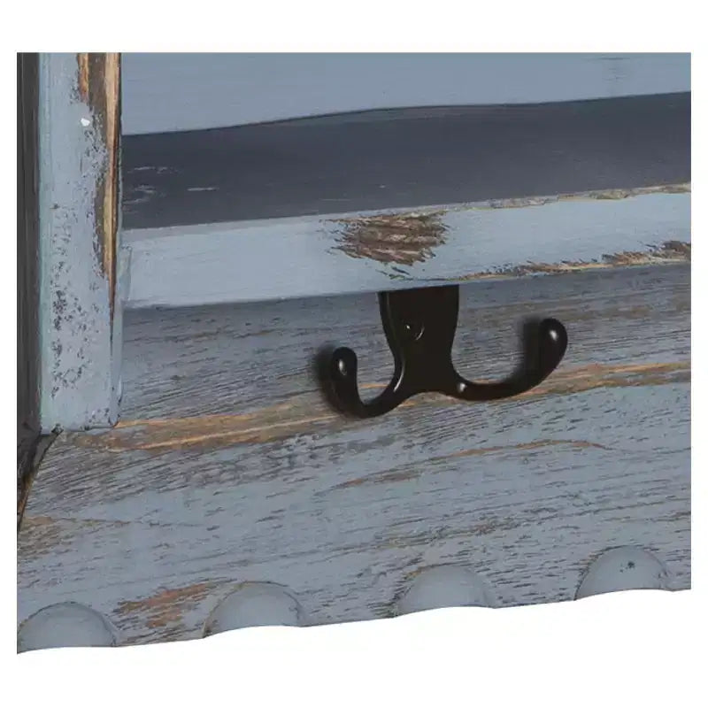 Ensemble porte-manteaux et banc de rangement en bois vieilli style cottage - Meubles Alaterre