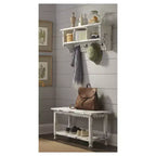 Ensemble porte-manteaux et banc de rangement en bois vieilli style cottage - Meubles Alaterre
