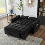 Divano Letto Estraibile 4-in-1 - Divanetto in Velluto - Divano Letto Convertibile con Schienale Reclinabile, 2 Tasche Laterali