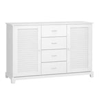 HOMCOM 47 Modern Storage Cabinet Buffet Sideboard with Drawers and Louvered Doors- White