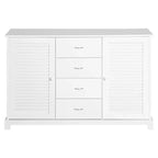 HOMCOM Buffet/Meuble de Rangement Moderne 119 cm avec Tiroirs et Portes à Lattes - Blanc