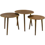 Set di 3 tavolini rotondi a incastro Uttermost Modern in metallo color oro anticato, con tre gambe affusolate, per soggiorno, camera da letto, comodino, ingresso