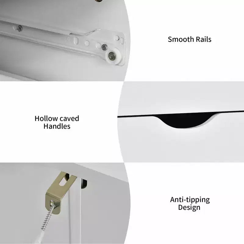 Cassettiera Costway a 5 cassetti mobile contenitore con ruote per casa ufficio bianco