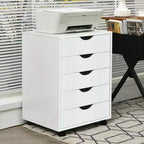 Cassettiera Costway a 5 cassetti mobile contenitore con ruote per casa ufficio bianco