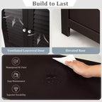 Costway Mobile Contenitore da Bagno con Doppia Anta a Persiana in Legno Colore Caffè/Nero/Bianco