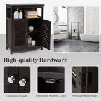 Costway Mobile Contenitore da Bagno con Doppia Anta a Persiana in Legno Colore Caffè/Nero/Bianco