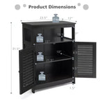 Costway Mobile Contenitore da Bagno con Doppia Anta a Persiana in Legno Colore Caffè/Nero/Bianco
