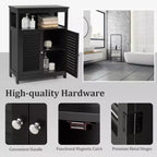 Costway Mobile Contenitore da Bagno con Doppia Anta a Persiana in Legno Colore Caffè/Nero/Bianco