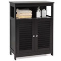 Costway Bathroom Storage Wood Floor Cabinet with Double Shutter Door Coffee\Black\White