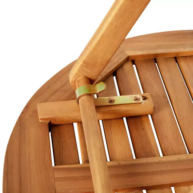 Merrick Lane Ensemble de Bistro Pliant Trois Pièces en Bois d'Acacia Massif avec Table Ronde Légère et Deux Chaises, Naturel