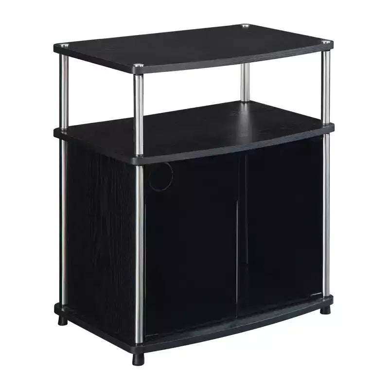 Designs2Go TV Stand for TVs up to 25 with Black Glass Storage Cabinet and Shelf - Breighton Home