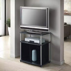 Meuble TV Designs2Go pour TV jusqu'à 25 avec meuble de rangement en verre noir et étagère - Breighton Home