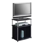 Meuble TV Designs2Go pour TV jusqu'à 25 avec meuble de rangement en verre noir et étagère - Breighton Home