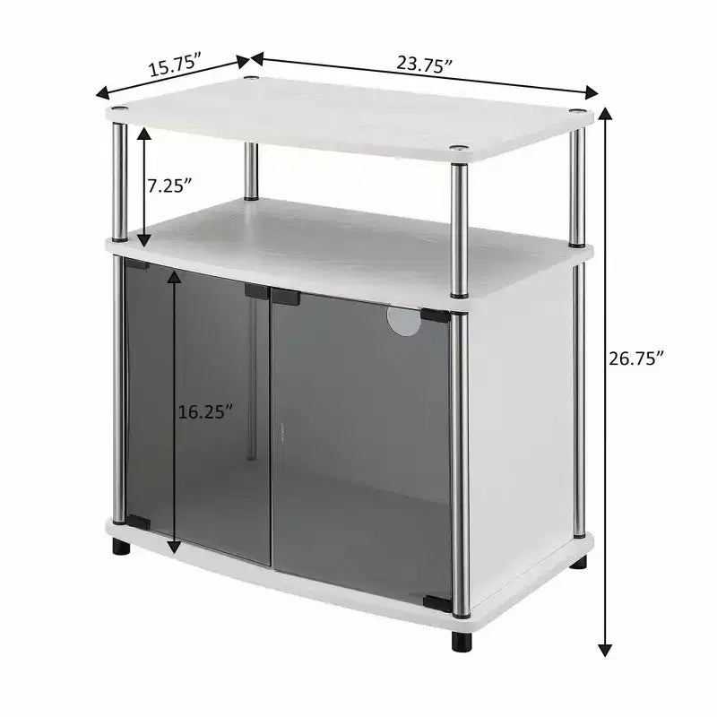 Meuble TV Designs2Go pour TV jusqu'à 25 avec meuble de rangement en verre noir et étagère - Breighton Home