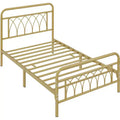 Yaheetech Metal Platform Bed Frame with Petal Accented Headboard and Footboard