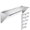 GRIDMANN 14 Deep Stainless Steel Kitchen Wall Mount Shelves with Backsplash - NSF Certified