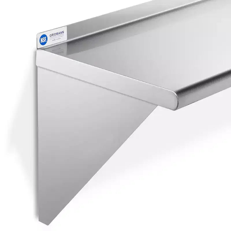 GRIDMANN Mensole da Cucina a Muro in Acciaio Inossidabile, Profondità 35,5 cm, con Paraspruzzi - Certificazione NSF
