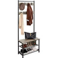Yaheetech 73H Metal Hall Tree with Shoe Storage Bench Coat Rack with 9 Movable Hooks, Entryway Coat Rack