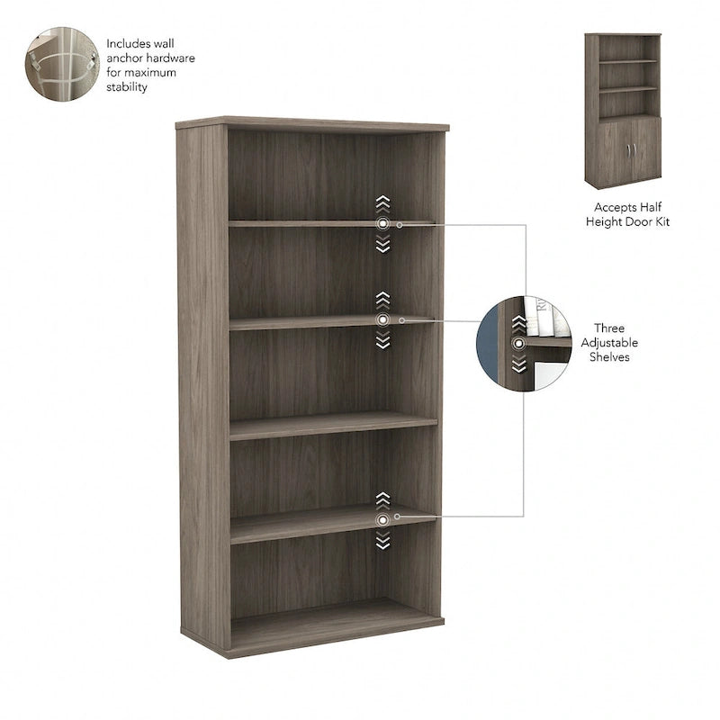 Libreria a 5 ripiani Hybrid Tall di Bush Business Furniture