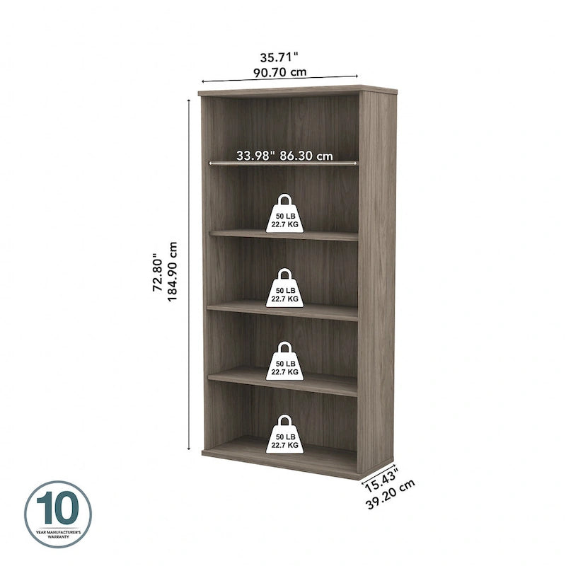 Libreria a 5 ripiani Hybrid Tall di Bush Business Furniture