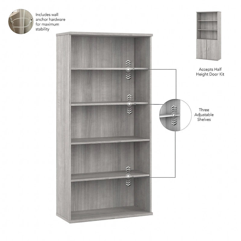 Libreria a 5 ripiani Hybrid Tall di Bush Business Furniture