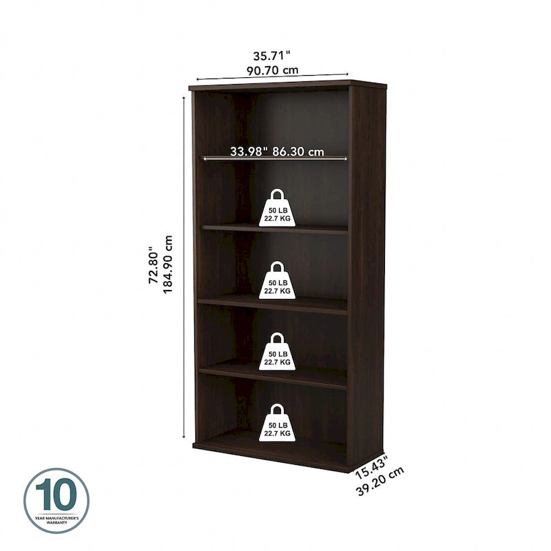 Libreria a 5 ripiani Hybrid Tall di Bush Business Furniture