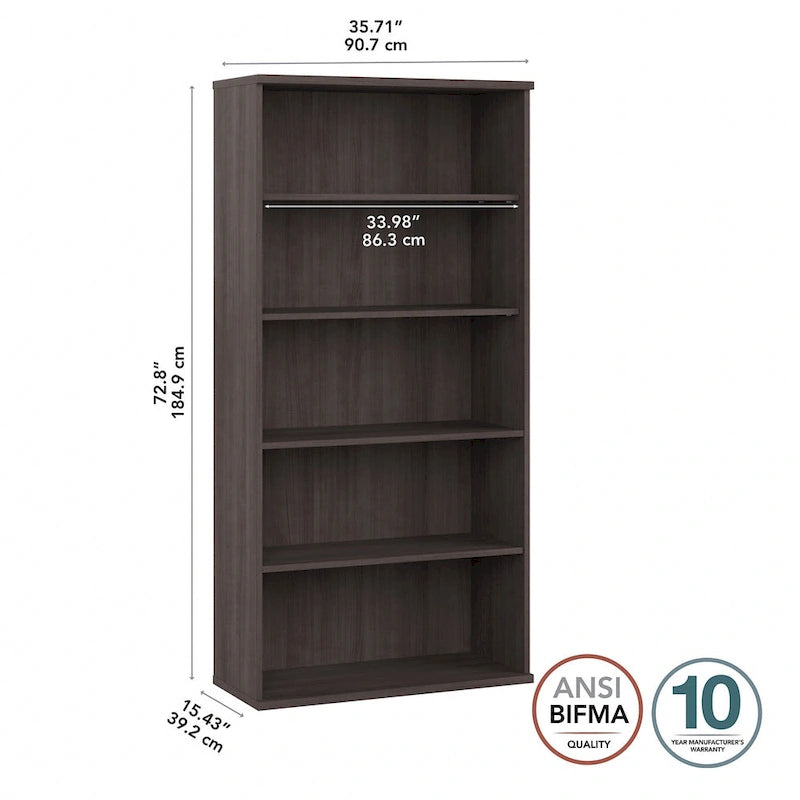 Libreria a 5 ripiani Hybrid Tall di Bush Business Furniture