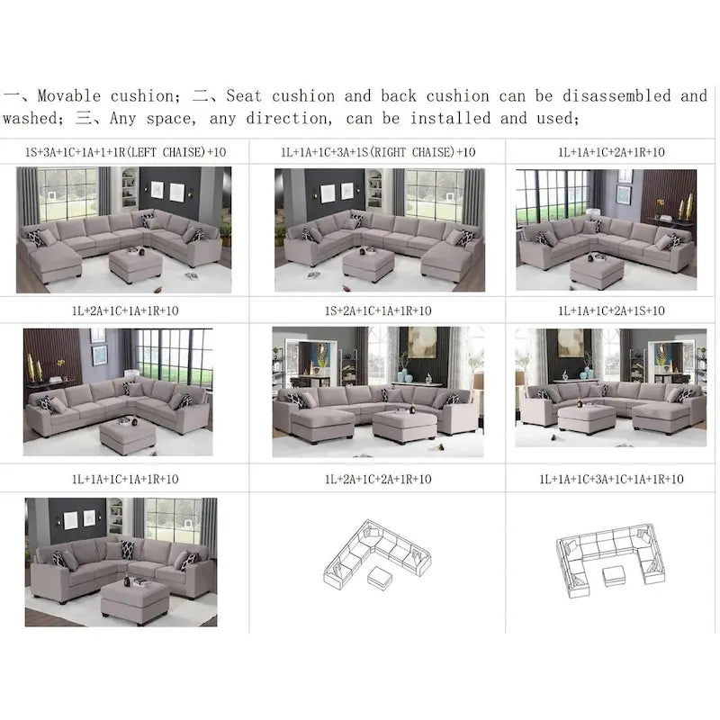 Canapé d'angle modulable réversible