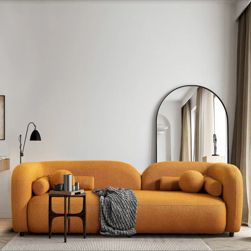 Divano curvo Milet Luxury Modern in tessuto Bouclé