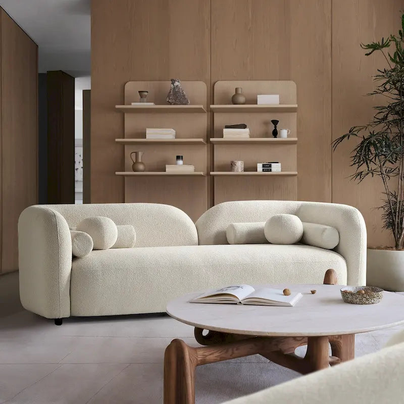Divano curvo Milet Luxury Modern in tessuto Bouclé