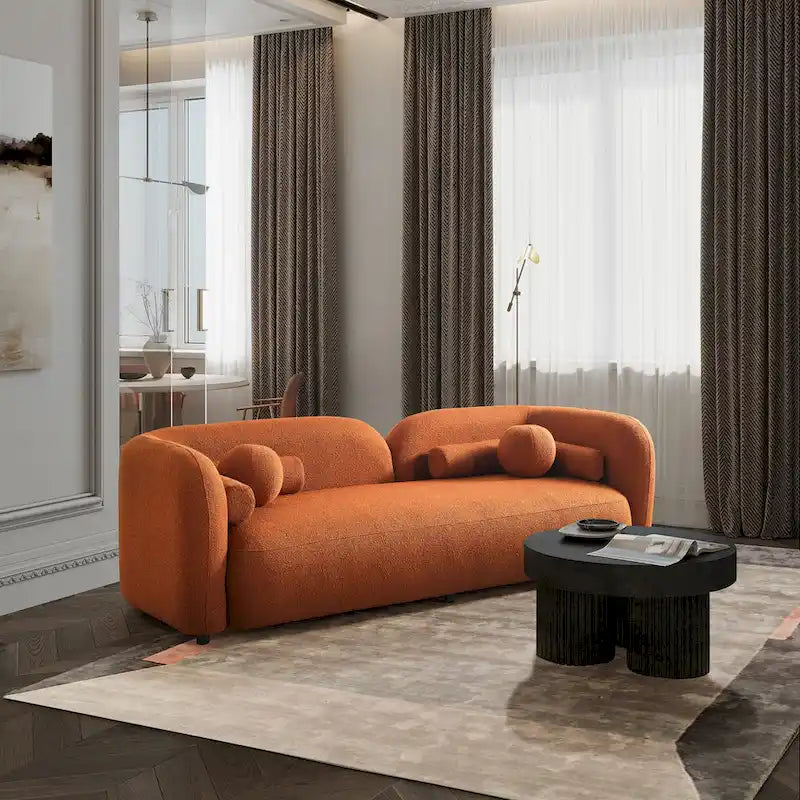 Divano curvo Milet Luxury Modern in tessuto Bouclé