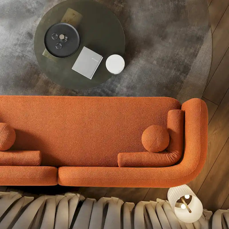 Divano curvo Milet Luxury Modern in tessuto Bouclé