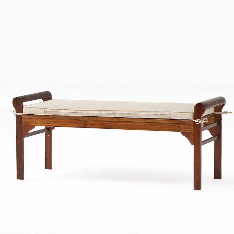 Banc Nelson rustique en bois d'acacia avec coussin par Christopher Knight Home