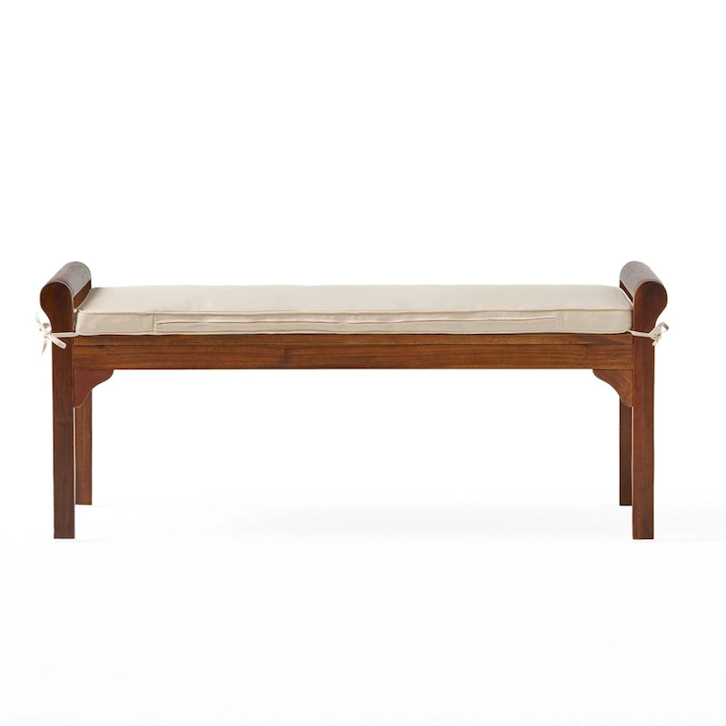 Banc Nelson rustique en bois d'acacia avec coussin par Christopher Knight Home