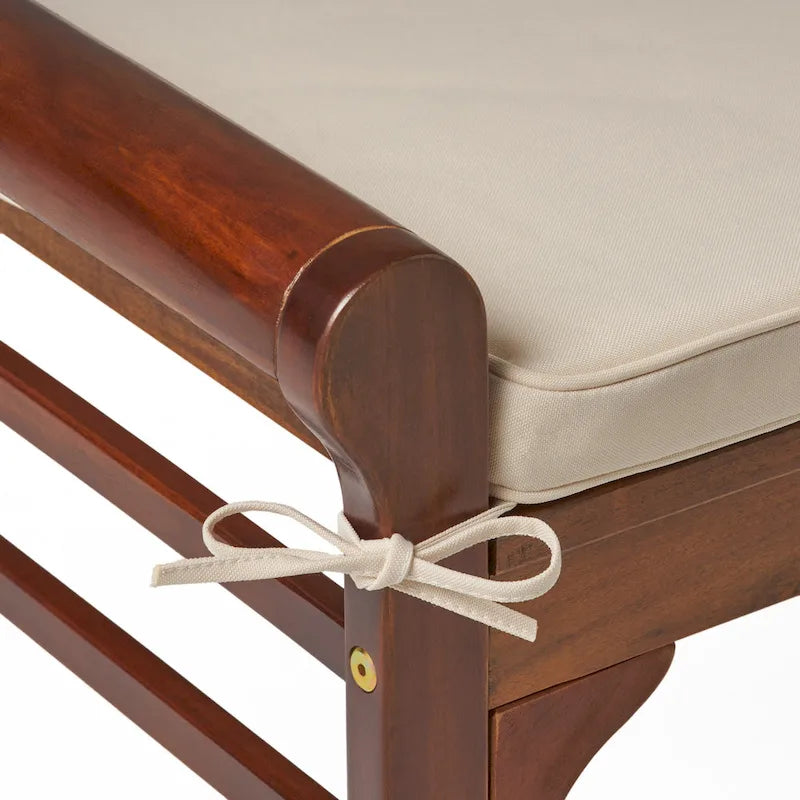 Banc Nelson rustique en bois d'acacia avec coussin par Christopher Knight Home