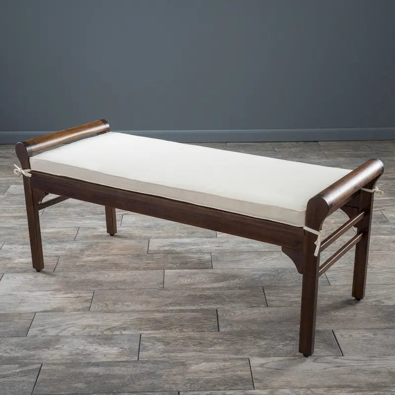 Banc Nelson rustique en bois d'acacia avec coussin par Christopher Knight Home