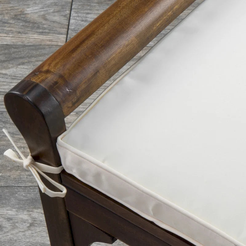 Banc Nelson rustique en bois d'acacia avec coussin par Christopher Knight Home