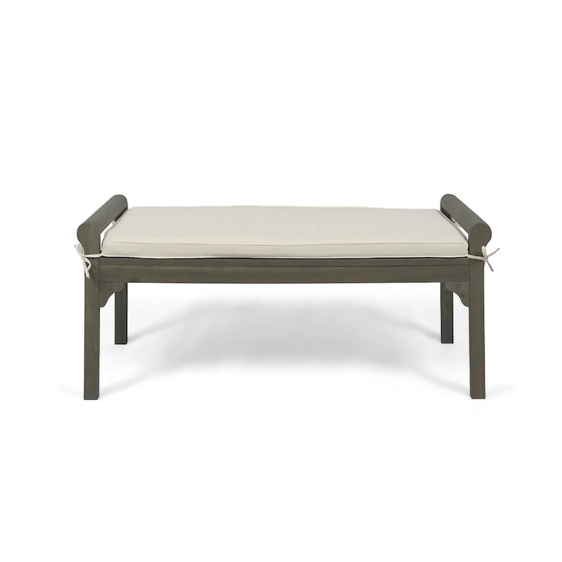Banc Nelson rustique en bois d'acacia avec coussin par Christopher Knight Home