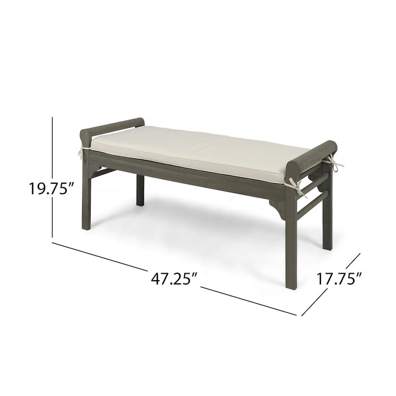 Banc Nelson rustique en bois d'acacia avec coussin par Christopher Knight Home