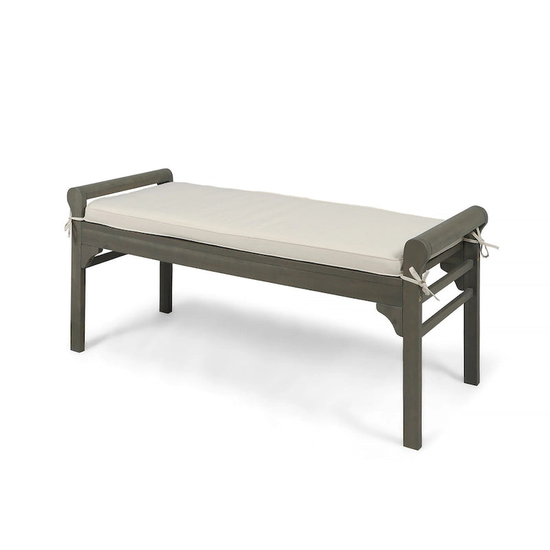 Banc Nelson rustique en bois d'acacia avec coussin par Christopher Knight Home