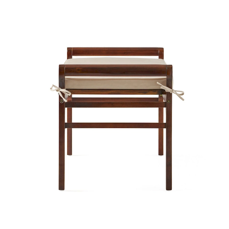 Banc Nelson rustique en bois d'acacia avec coussin par Christopher Knight Home