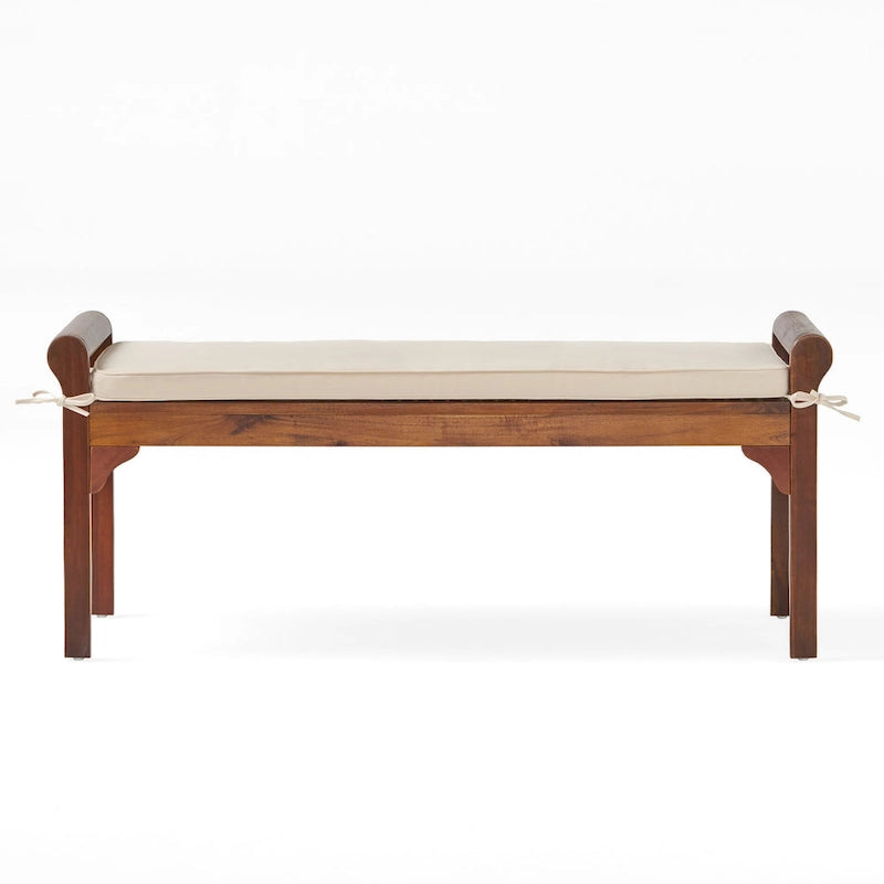Banc Nelson rustique en bois d'acacia avec coussin par Christopher Knight Home