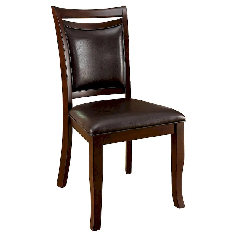 Chaises de salle à manger Zita en cuir expresso de style classique moderne par Furniture of America (Lot de 2)