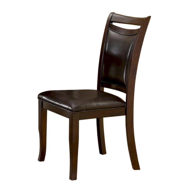 Chaises de salle à manger Zita en cuir expresso de style classique moderne par Furniture of America (Lot de 2)
