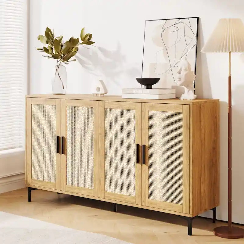 Credenza da buffet JASIWAY con ante in rattan per cucina