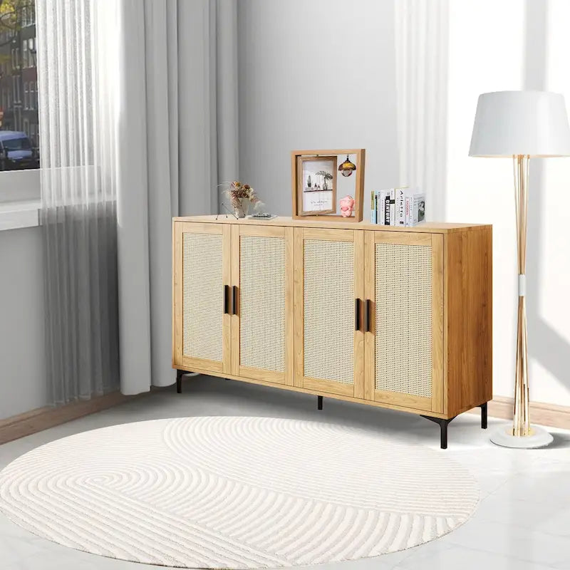 Credenza da buffet JASIWAY con ante in rattan per cucina